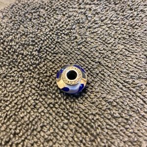 White/Blue Pandora Glass Bead